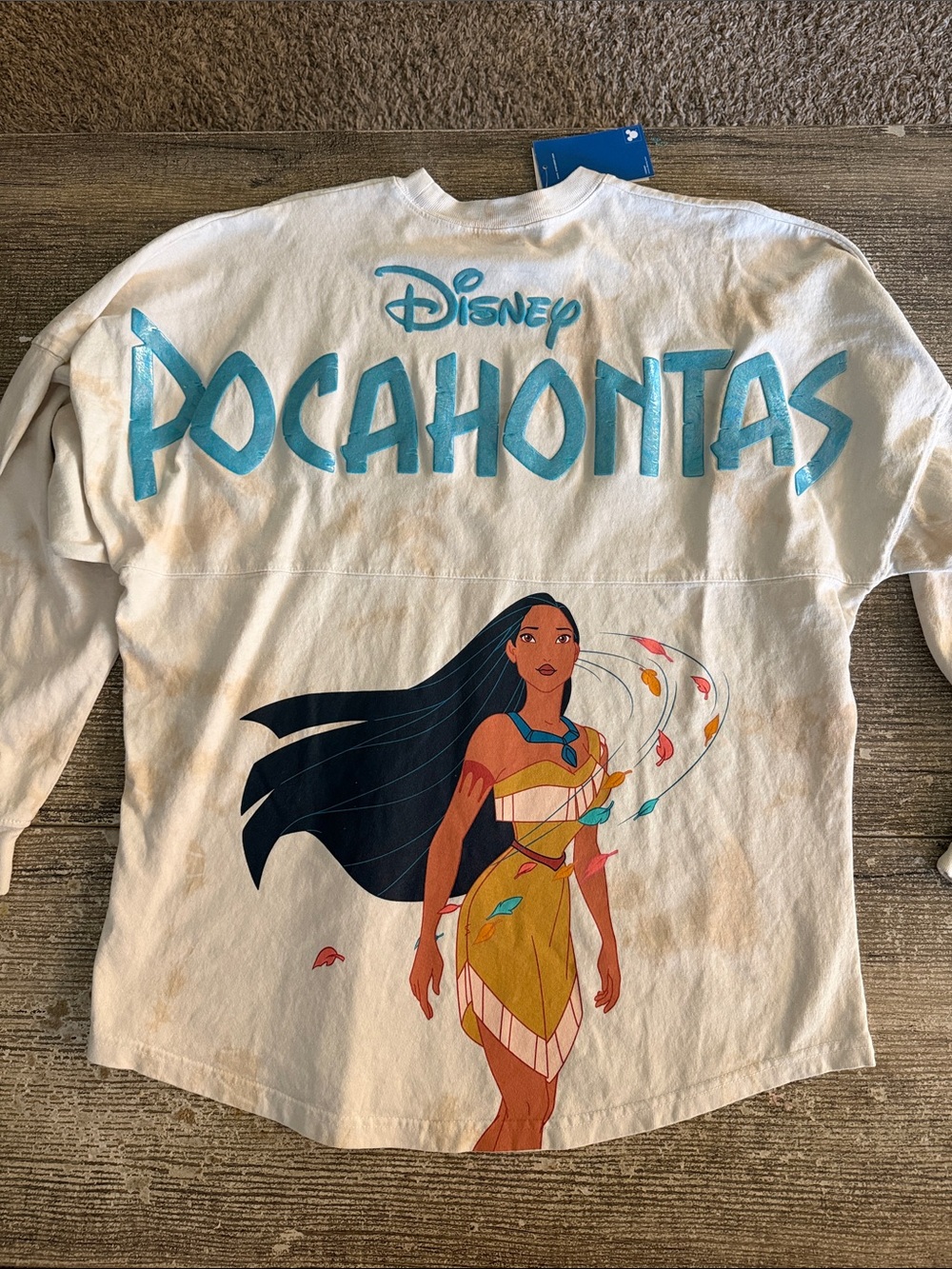 NWT Disney Pocahontas cream/tan tie dye spirit jersey with Meeko